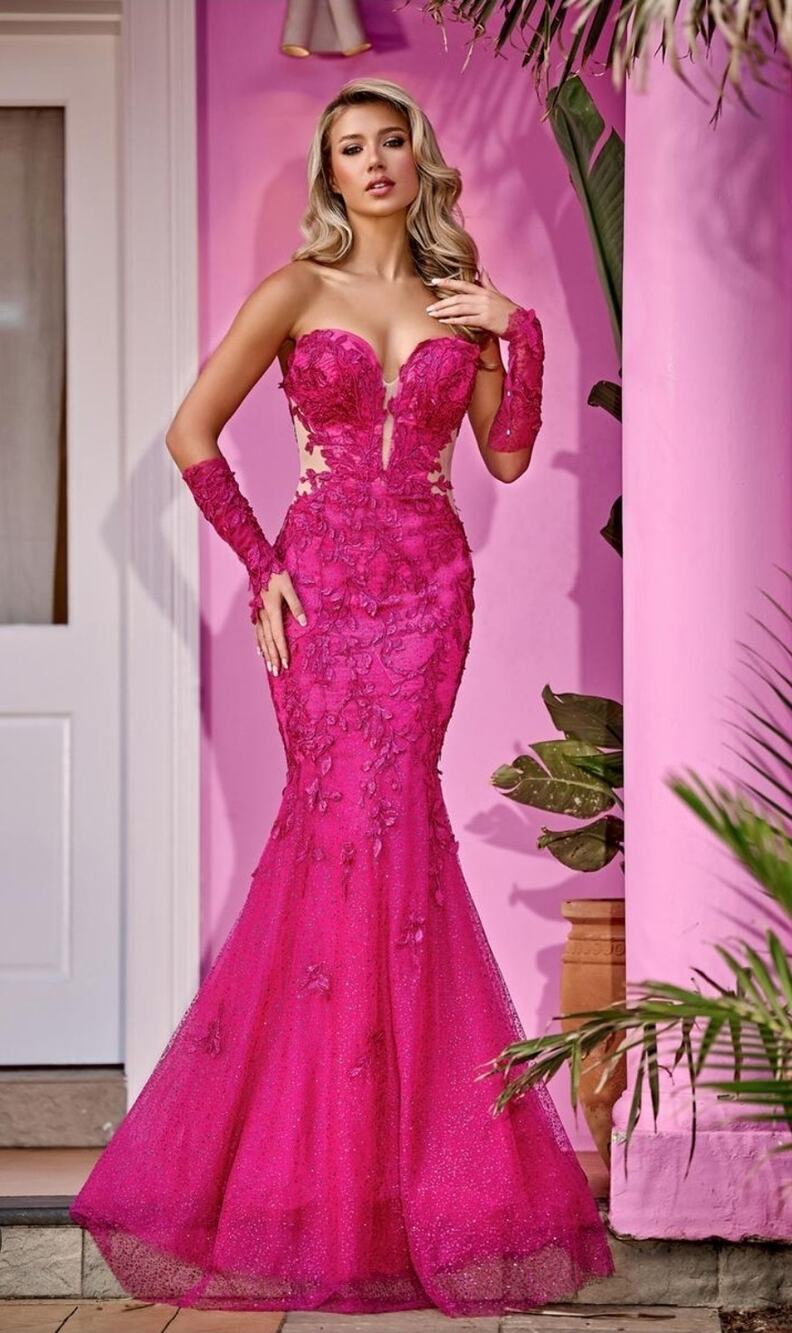 NWT $1000 Portia and Scarlett PS24113 Red Lace Ornate Sweetheart Prom Dress 0